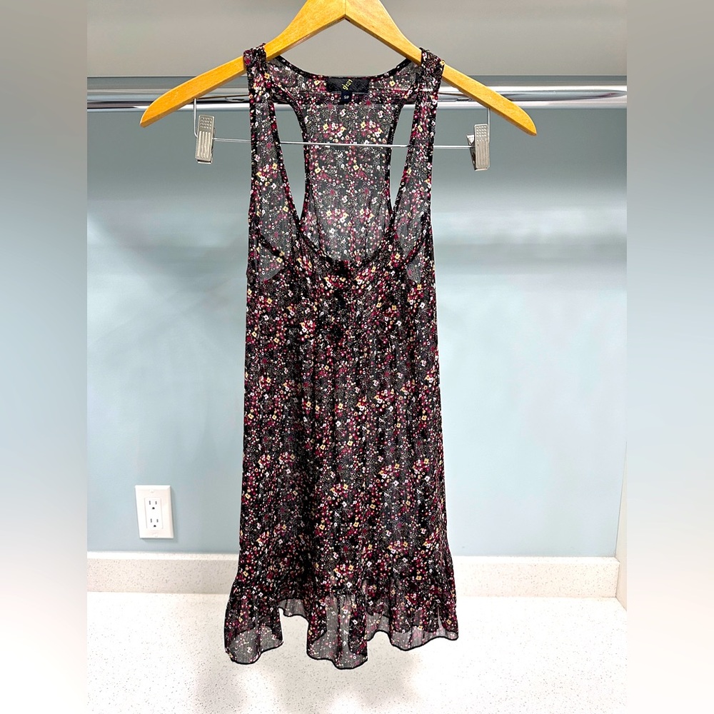 Sheer Racerback Black Floral Tank Top